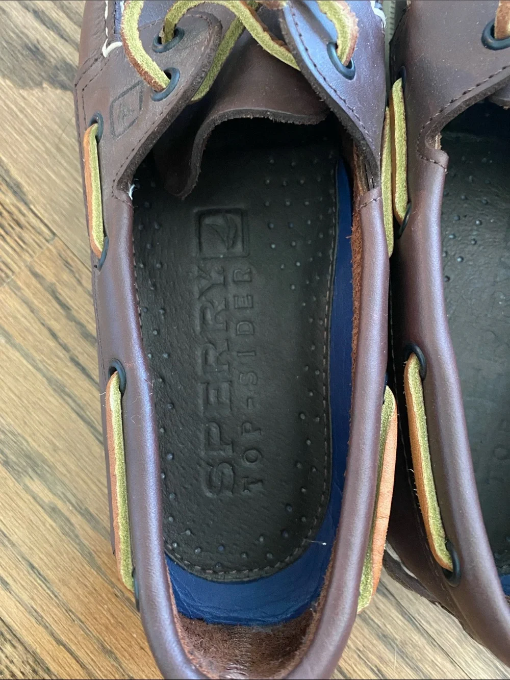 Sperry Brown Leather 2-Eye Boat Shoes with Tan Laces